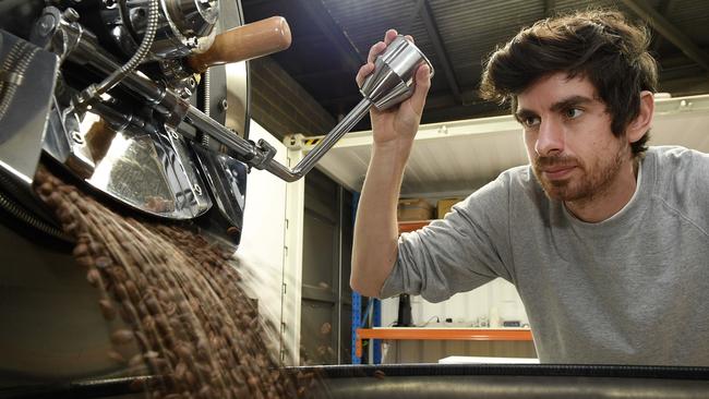 Jake Mahar from WithOneBean in Oakleigh — the roastery with a difference. Picture: Andy Brownbill