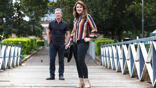 Rob Hirst and Jay O'Shea in Victoria Park in Sydney. Picture: Britta Campion