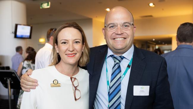 Brooke Patterson and Tim Baker at the Gold Coast Economic Health Check Forum in 2023. Picture: Celeste Humphrey