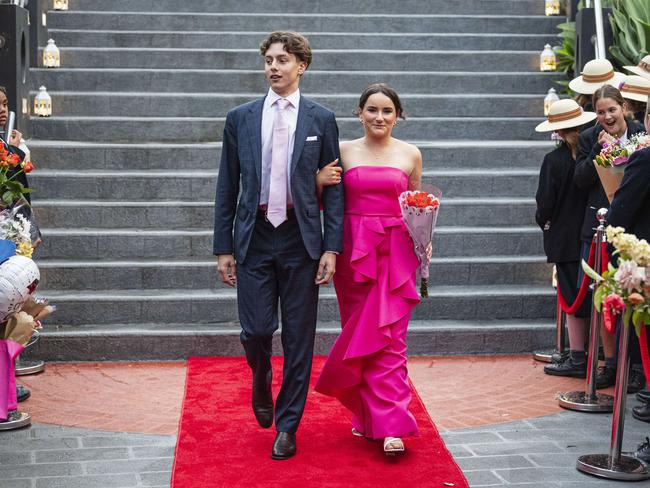 Ana Campbell and partner Ted Fatseas arrive at The Glennie School formal at Picnic Point, Thursday, September 12, 2024. Picture: Kevin Farmer