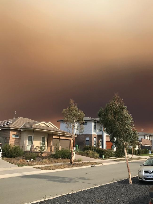 The view from Brooke’s home in Googong during the fires.