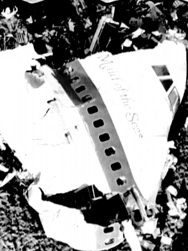 Aerial of the devastated plane’s nose section. 