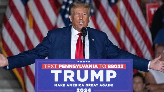 Donald Trump speaks during a campaign rally in Pennsylvania. Picture: AFP.