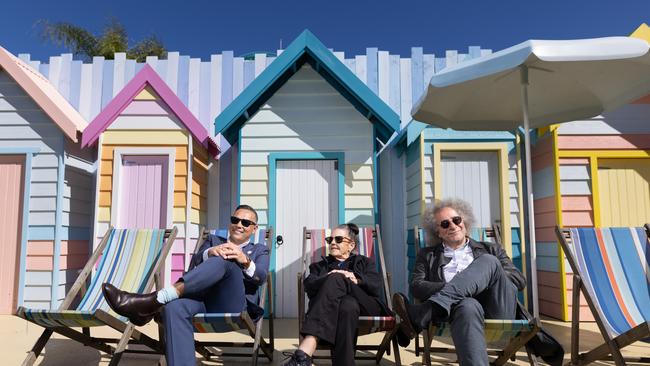 Greg Yong, Jenny Johnston and Dr Gary Weiss kicking back at Dreamworld’s Kickback Cove. Picture: David Kelly