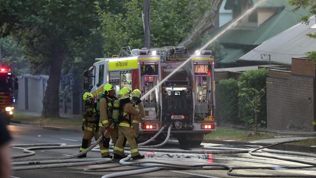 Fireys on the scene at Crows Nest. Picture: John Grainger