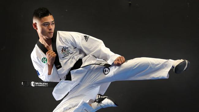 Tristan Jet Fernandez is a national champion in taekwondo. Picture: Robert Pozo