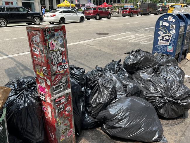 Rubbish piled up in New York's streets. Picture: Tom Minear.