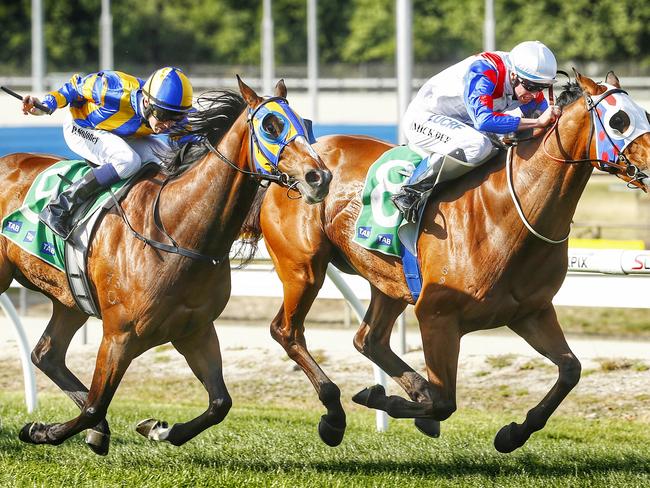 Kareeming (left) presents with the necessary firepower to get the job done at Caulfield. Picture: Colleen Petch