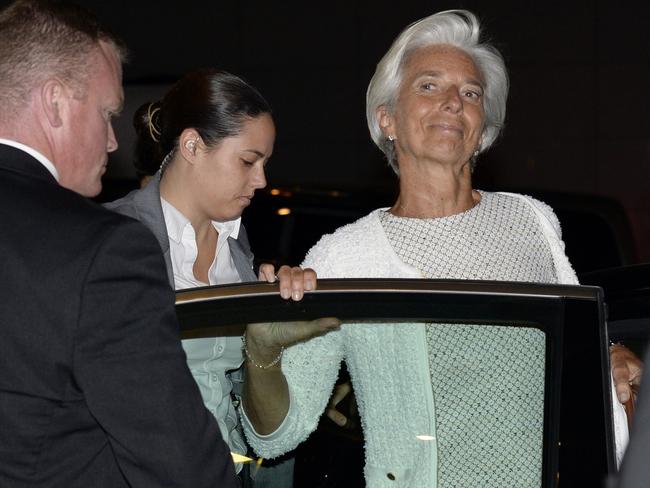 International Monetary Fund, IMF, Managing Director Christine Lagarde leaves a Eurogroup meeting discussing the Greek crisis in Brussels. Pic: Thierry Charlier