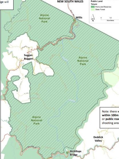 Aerial cull zone - Alpine National Park surrounding Suggan Buggan