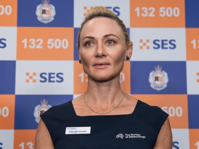 Shenagh Gamble speaks at the press conference as The Bureau of Meteorology (BoM) and Northern Territory Emergency Service has recently released their outlook for the High Risk Weather Season in the Top End. Picture: Pema Tamang Pakhrin