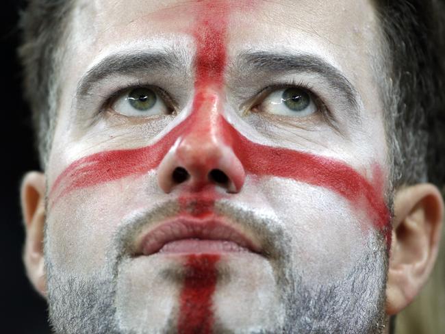 An England fan reacts following Uruguay's 2-1 victory over England in the group D World Cup soccer match between Uruguay and England at the Itaquerao Stadium in Sao Paulo, Brazil, Thursday, June 19, 2014. (AP Photo/Felipe Dana)