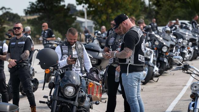 The Mongols stop on the Calder Freeway on their way from Bendigo to Port Melbourne. Picture: Tony Gough