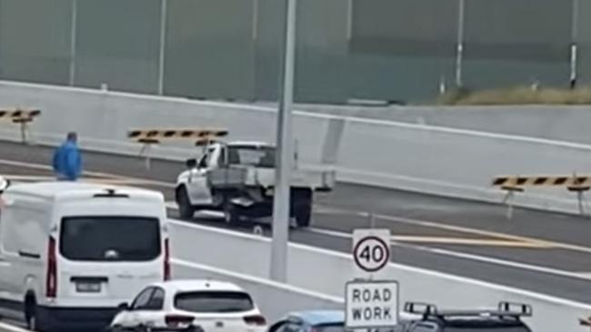 Driver arrested following chase involving Mitsubishi Triton ute on Gold Coast M1. Photo: Facebook/Chanel Sachi,