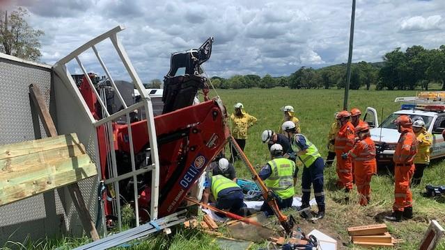 Truck rollover Wardell Road, Meerschaum Vale. Picture: NSW Ambulance