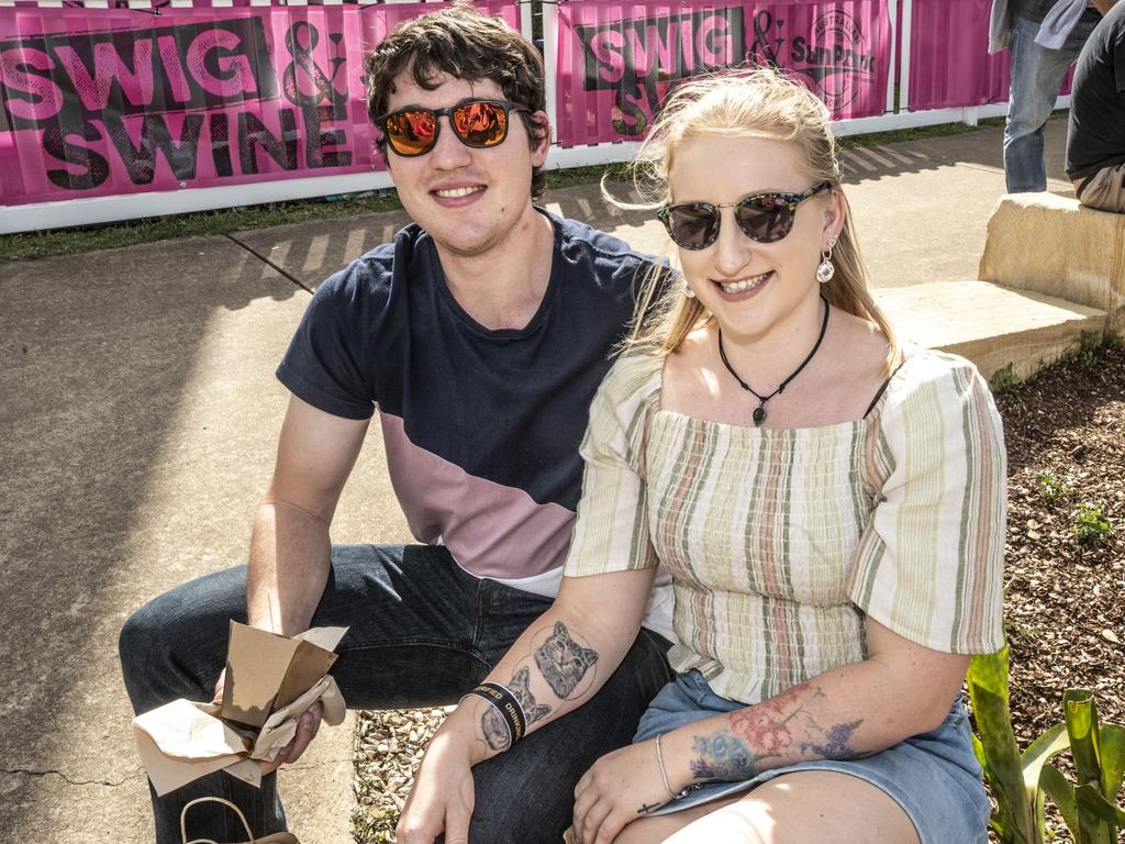 Jacob Stevens and Bella Treiguts. Meatstock 2023 at Toowoomba Showgrounds. Saturday, April 15, 2023. Picture: Nev Madsen.