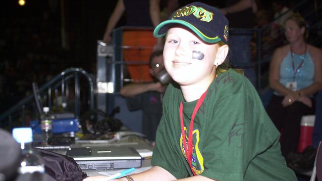 Skye Millard, 12, at the Crocs V Perth game at the Swamp. Picture: Stewart Mclean sm356062