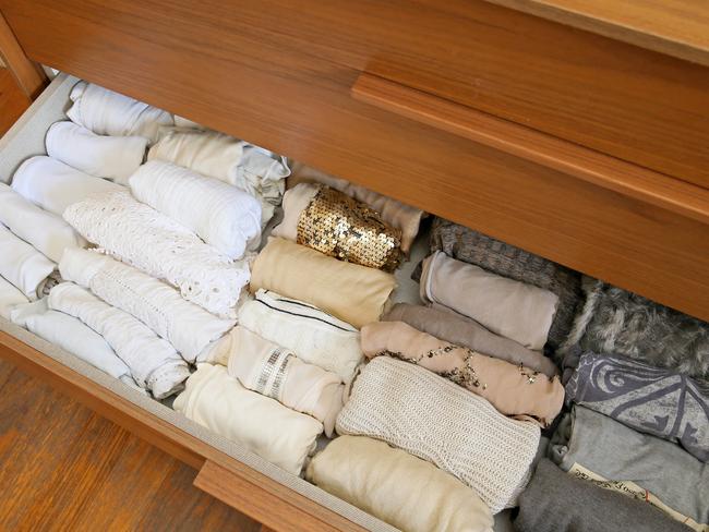 After: The Marie Kondo method teaches you to fold items that give you joy like this. Picture: Troy Snook