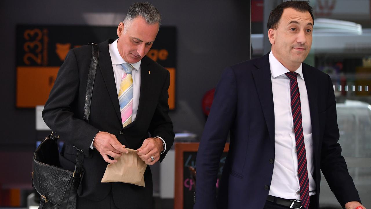 Independent Commission Against Corruption chief commissioner Peter Hall said Mr Sidoti (left) was ‘obfuscating’ and making speeches instead of directly answering questions. Picture: NCA NewsWire/Joel Carrett