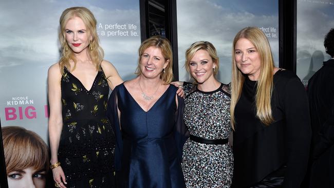 Nicole Kidman, author Liane Moriarty, Reese Witherspoon and Bruna Papandrea attend the premiere of HBO's "Big Little Lies" in Hollywood in 2017. Picture: Kevork Djansezian