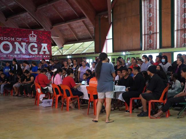 People queuing inside Queen Salote Memorial Hall to be vaccinated against Covid-19. Picture: AFP Photo