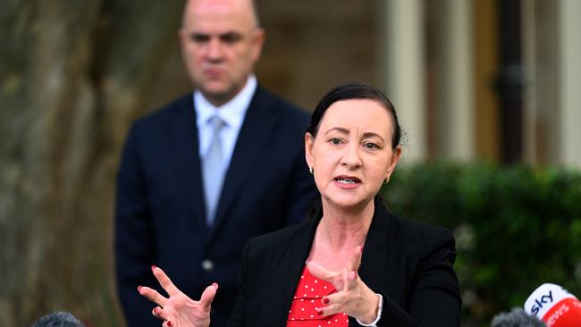 BRISBANE, AUSTRALIA - NewsWire Photos - FEBRUARY 16, 2022.Health Minister Yvette DÃAth speaks during a press conference at Parliament House to provide a Covid update.Picture: NCA NewsWire / Dan Peled