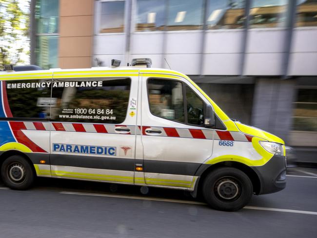 MELBOURNE, AUSTRALIA - NewsWire Photos October 8, 2021:  An Ambulances at St Vincent's Hospital in Melbourne.The Australian Defence Force, State Emergency Service and St Johns personnel will start driving ambulances in Victoria due to a surge in demand over the past two weeks.Picture: NCA NewsWire / David Geraghty