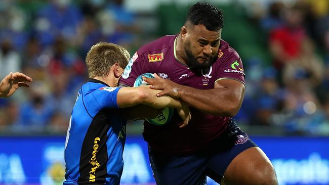 The Queensland Reds will challenge a two-match ban slapped on prop Taniela Tupou (right). Picture: Paul Kane/Getty Images