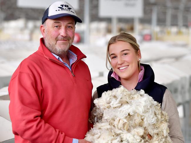LIVESTOCK: Brooklyn WoolstoresWool growers at the Brooklyn WoolstoresPICTURED: Wool grower Jon Baker and daughter Eliza Baker from Bamganie.Picture: Zoe Phillips
