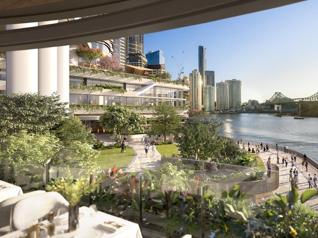 Artist's impression of two office towers Dexus is planning in its city-shaping Waterfront Brisbane development