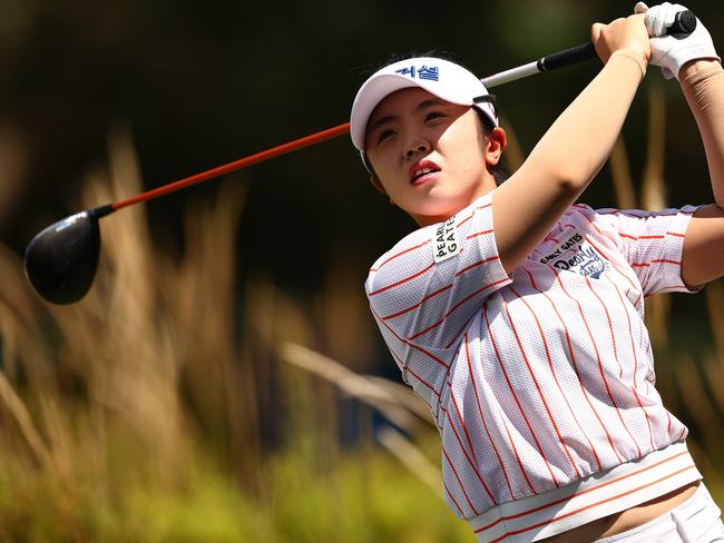 MELBOURNE, AUSTRALIA - NOVEMBER 29: Hyojin Yang of Republic of Korea tees off on the 17th hole on day two of the ISPS Handa Australian Open 2024 at Kingston Heath Golf Club on November 29, 2024 in Melbourne, Australia. (Photo by Morgan Hancock/Getty Images)