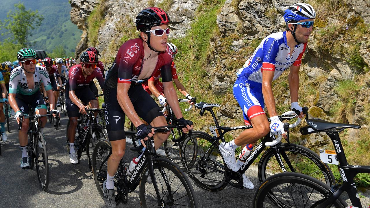 Geraint Thomas of United Kingdom and Thibaut Pinot of France.