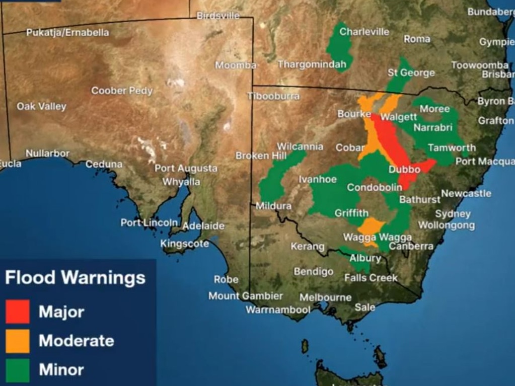 Flood warnings have been issued for western NSW and northern Victoria. Picture: BOM