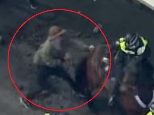 Shocking images show the moment a protester launched an attack on police at an anti-lockdown rally.Jonathan Paul Sargent, 29, flung horse manure and a pot plant at a mounted police officer during a protest in Sydney’s CBD in July during the height of the second Covid-19 outbreak.He was arrested in Wollongong weeks later and charged with a spate of offences, including affray, throwing a “missile” at police and not complying with Covid directions. Picture: 7 News