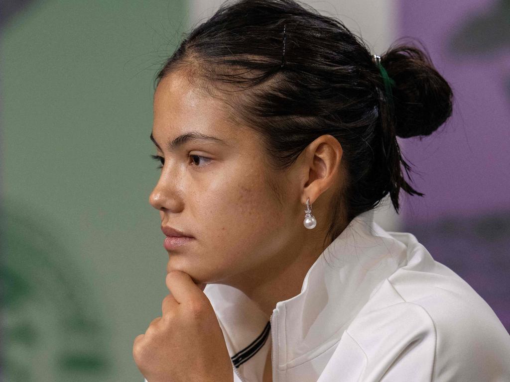 Britain's Emma Raducanu has bowed out of Wimbledon but claims she is not feeling under pressure about her performance. Picture: AFP