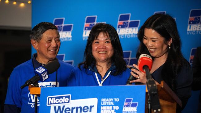 Nicole Werner with parents, Peter and Belinda Yow. Picture: Mark Stewart