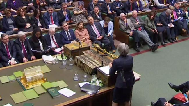 Theresa May speaks at the beginning of a debate on the Brexit deal. Picture: AFP.