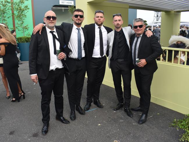 Guests in striking racewear at Penfolds Derby Day at the Flemington Racecourse on Saturday, November 02, 2024: