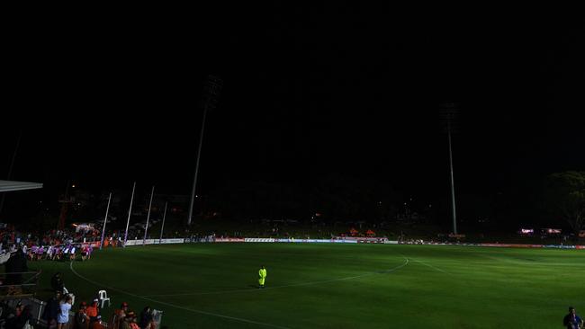 The scenes at Drummoyne Oval after lights went out.