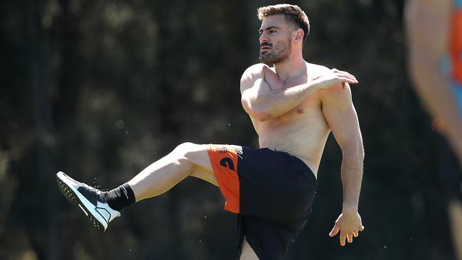 Stephen Coniglio in action at Giants training. Picture. Phil Hillyard