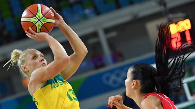 Phillips as shooting guard against Serbia during the Rio Olympic Games in 2016. Picture: AFP