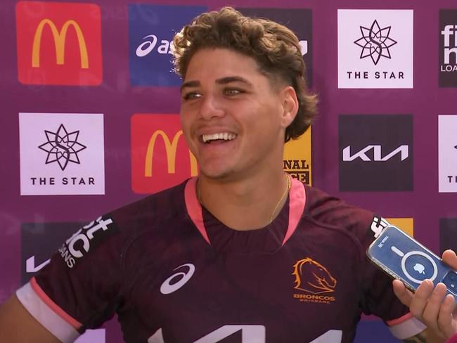 Reece Walsh at Broncos press conference