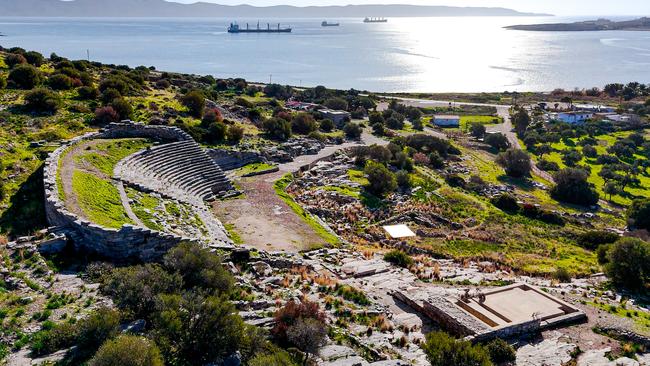 The Theatre of Thorikos, an archaeological site overlooking the Aegean Sea in Greece.