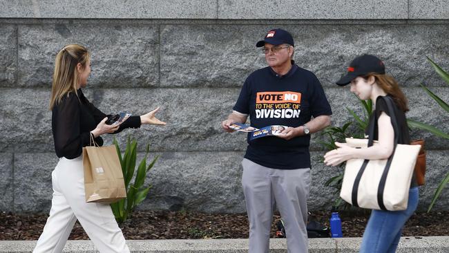 Campaigners were out in force during the first week of early referendum voting. Picture: Tertius Pickard/NCA NewsWire