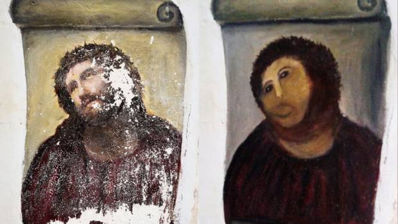 Elias Garcia Martinez's painting Ecce Homo was butchered by amateurs in 2012.