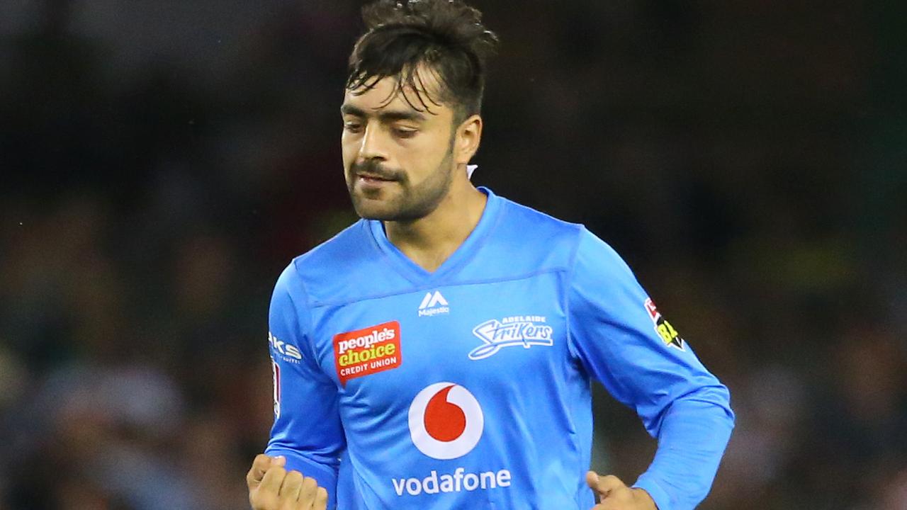 Rashid Khan celebrates a wicket against Melbourne Renegades.