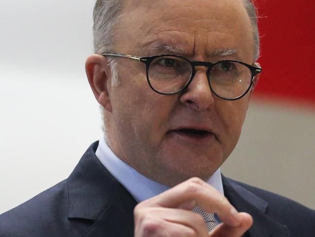 SYDNEY, AUSTRALIA  - AUGUST 14 2023: Prime Minister  Anthony Albanese gives a speech at the launch of the Qantas 'Yes' Campaign in Sydney. Picture: NCA Newswire / Gaye Gerard