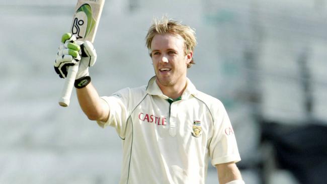 AB de Villiers celebrates a century in 2008.