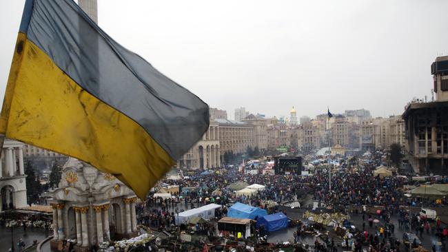 The athmosphere in Independence Square Maidan in Kiev in 2014 during Battle of Maidan. Pic Ella Pellegrini