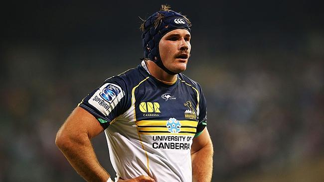 CANBERRA, AUSTRALIA - FEBRUARY 22: Ben Mowen of the Brumbies looks on during the round tw